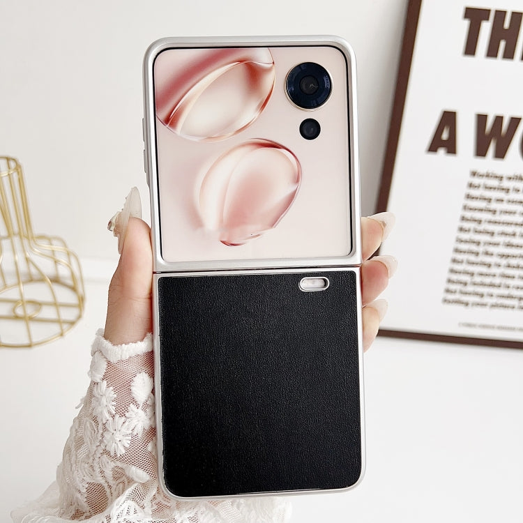 For Honor Magic V Flip Pearlescent Paint Morandi Solid Color Leather Texture Phone Case