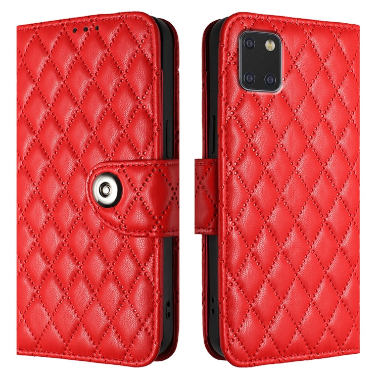 For Samsung Galaxy Note10 Lite Rhombic Texture Flip Leather Phone Case with Lanyard