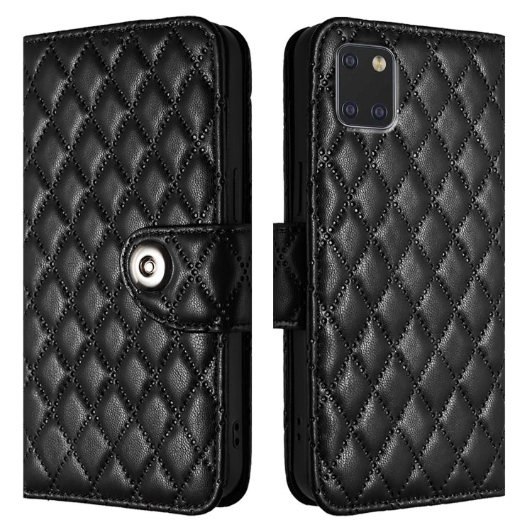 For Samsung Galaxy Note10 Lite Rhombic Texture Flip Leather Phone Case with Lanyard