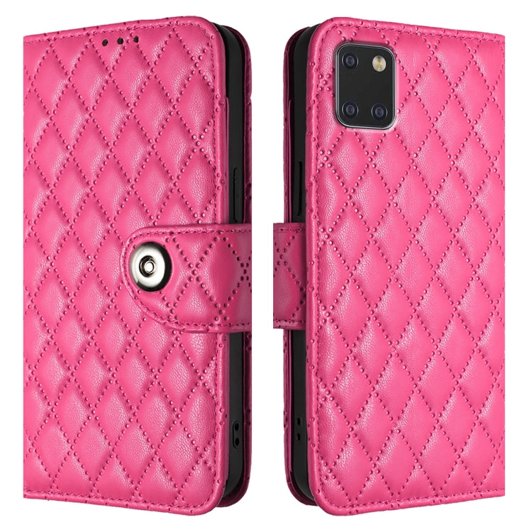 For Samsung Galaxy Note10 Lite Rhombic Texture Flip Leather Phone Case with Lanyard