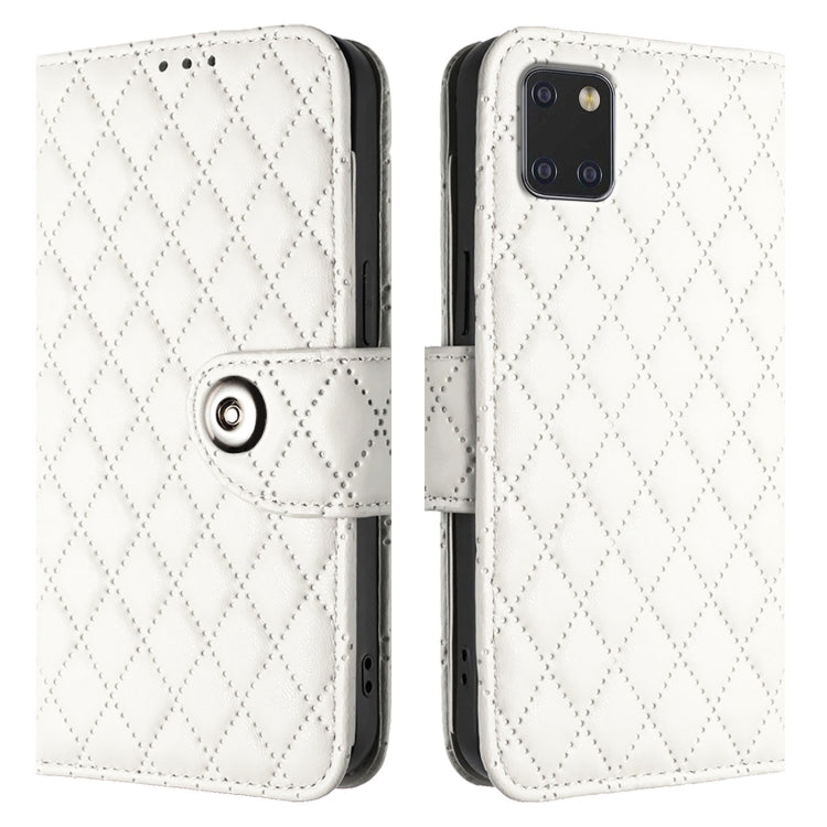 For Samsung Galaxy Note10 Lite Rhombic Texture Flip Leather Phone Case with Lanyard