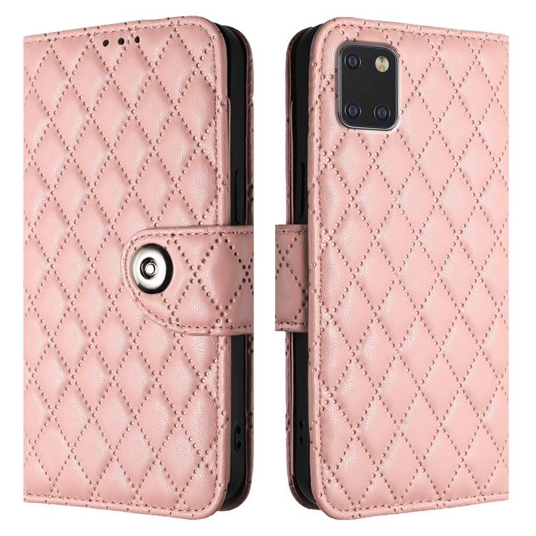 For Samsung Galaxy Note10 Lite Rhombic Texture Flip Leather Phone Case with Lanyard