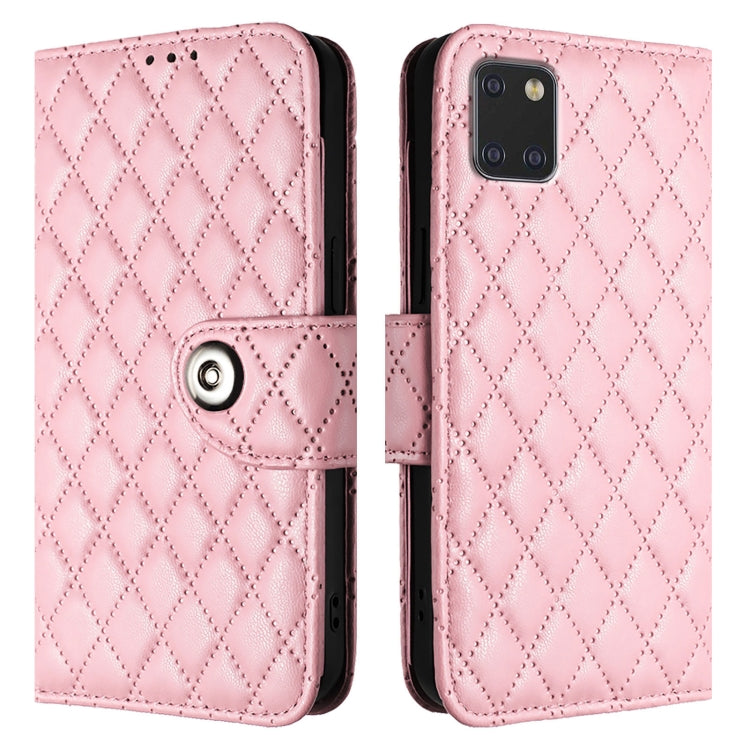For Samsung Galaxy Note10 Lite Rhombic Texture Flip Leather Phone Case with Lanyard