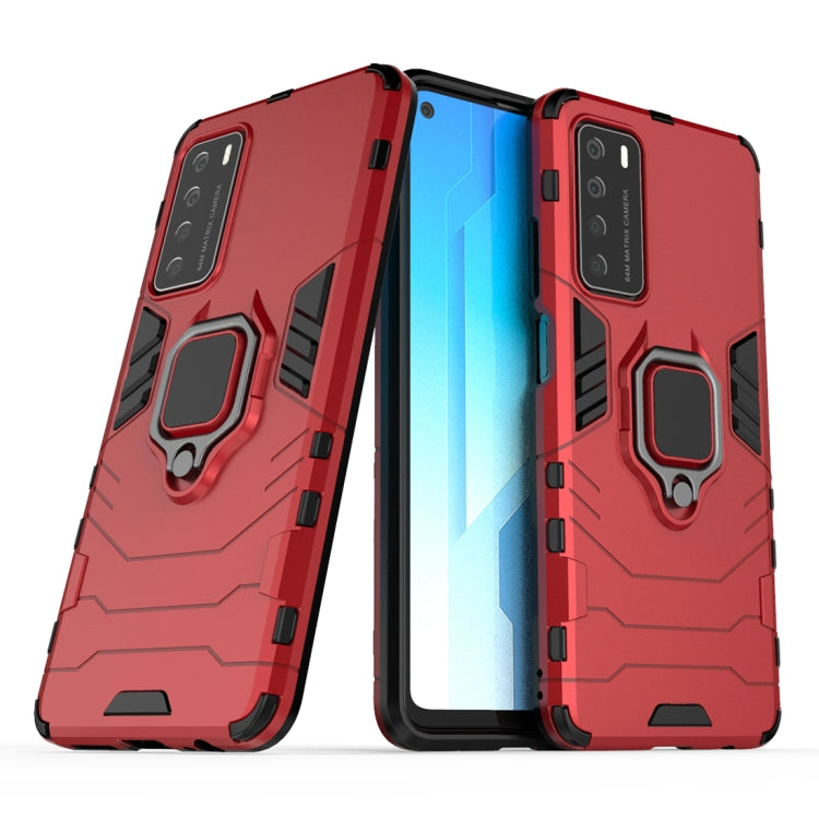 For Huawei Honor Play 4 Shockproof PC + TPU Protective Case with Magnetic Ring Holder