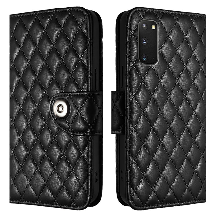 For Samsung Galaxy S20 Rhombic Texture Flip Leather Phone Case with Lanyard