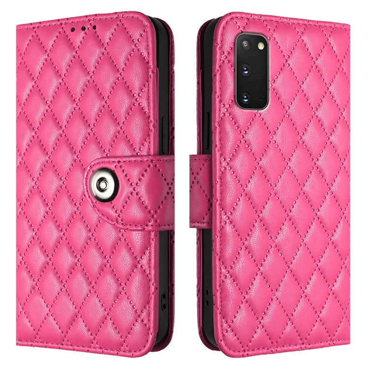For Samsung Galaxy S20 Rhombic Texture Flip Leather Phone Case with Lanyard