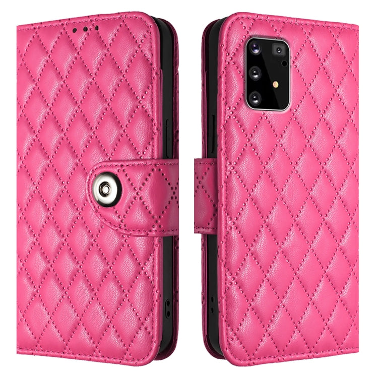 For Samsung Galaxy S10 Lite Rhombic Texture Flip Leather Phone Case with Lanyard