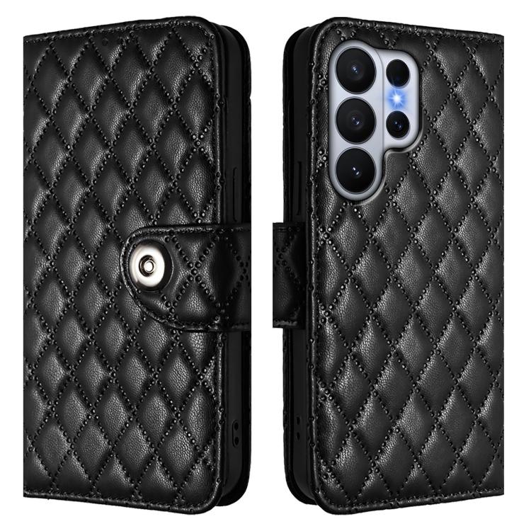 For Samsung Galaxy S26 Ultra 5G Rhombic Texture Flip Leather Phone Case with Lanyard