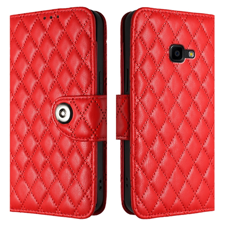 For Samsung Galaxy Xcover 4s / Xcover 4 Rhombic Texture Flip Leather Phone Case with Lanyard