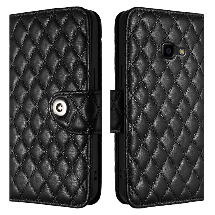 For Samsung Galaxy Xcover 4s / Xcover 4 Rhombic Texture Flip Leather Phone Case with Lanyard