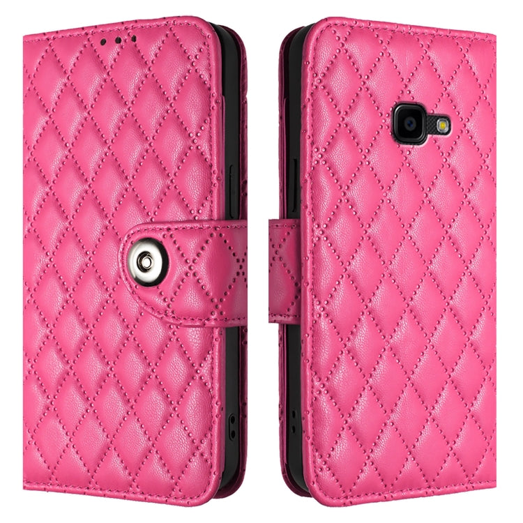 For Samsung Galaxy Xcover 4s / Xcover 4 Rhombic Texture Flip Leather Phone Case with Lanyard