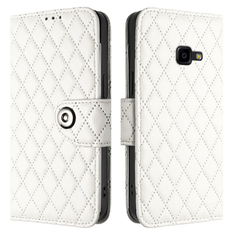 For Samsung Galaxy Xcover 4s / Xcover 4 Rhombic Texture Flip Leather Phone Case with Lanyard