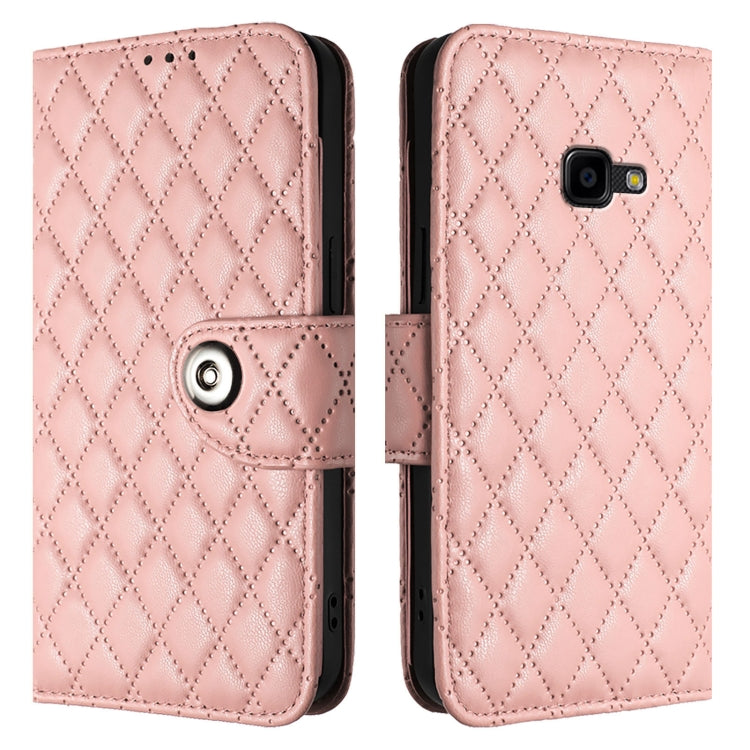 For Samsung Galaxy Xcover 4s / Xcover 4 Rhombic Texture Flip Leather Phone Case with Lanyard