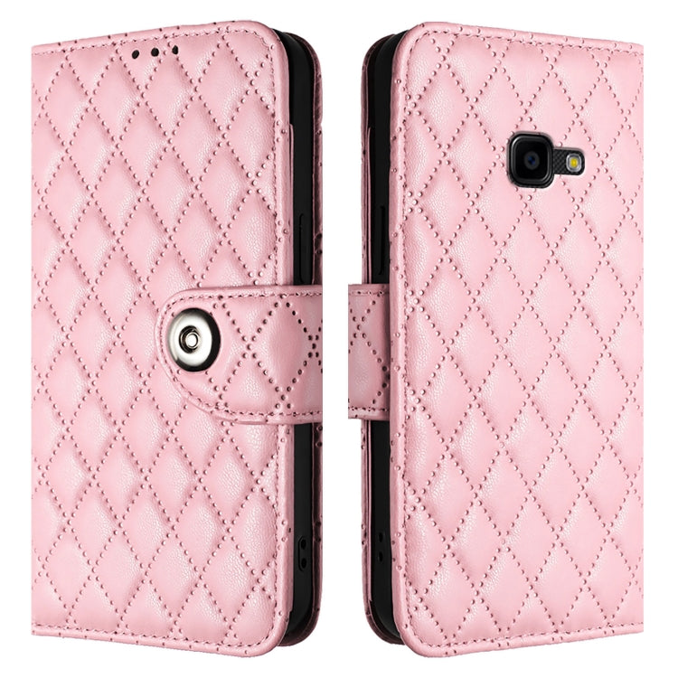 For Samsung Galaxy Xcover 4s / Xcover 4 Rhombic Texture Flip Leather Phone Case with Lanyard