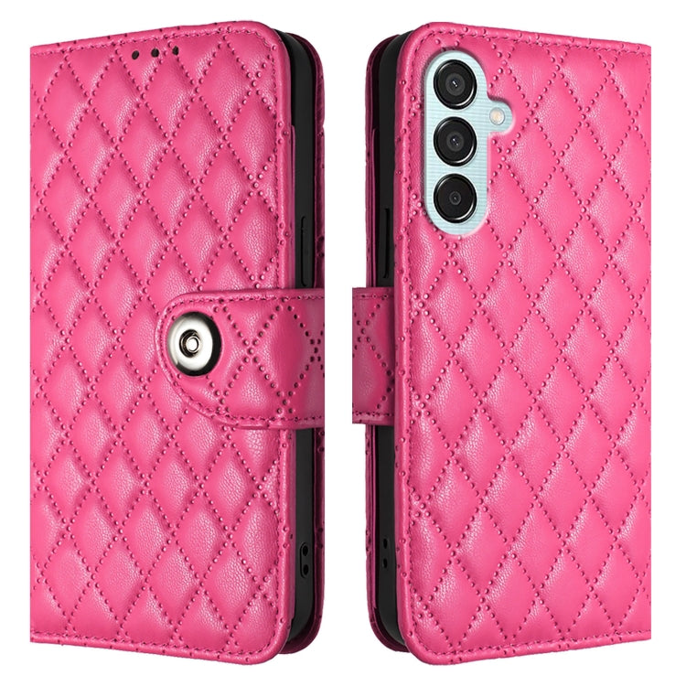 For Samsung Galaxy M15 / F15 5G Global Rhombic Texture Flip Leather Phone Case with Lanyard