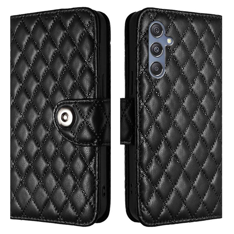 For Samsung Galaxy M34 5G / F34 5G Rhombic Texture Flip Leather Phone Case with Lanyard