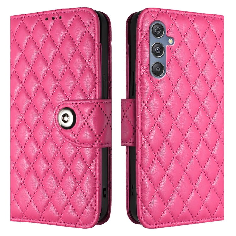 For Samsung Galaxy M34 5G / F34 5G Rhombic Texture Flip Leather Phone Case with Lanyard