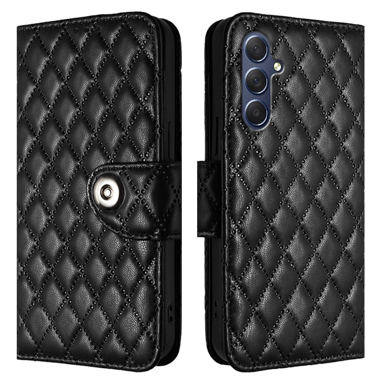 For Samsung Galaxy M54 / F54 5G Rhombic Texture Flip Leather Phone Case with Lanyard