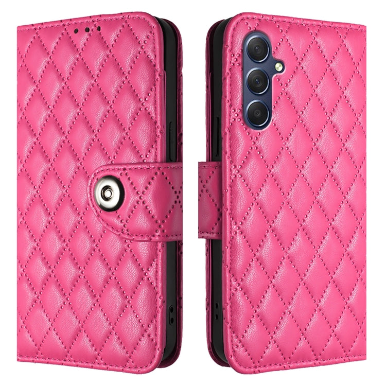For Samsung Galaxy M54 / F54 5G Rhombic Texture Flip Leather Phone Case with Lanyard
