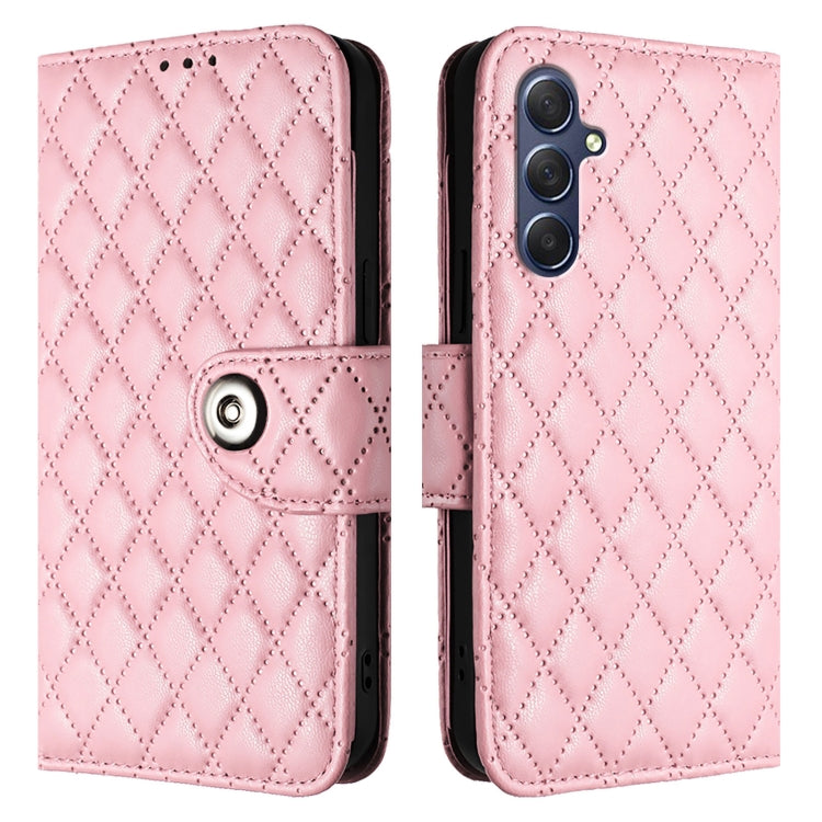 For Samsung Galaxy M54 / F54 5G Rhombic Texture Flip Leather Phone Case with Lanyard