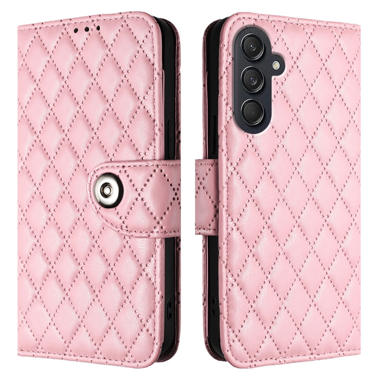 For Samsung Galaxy M55 / C55 5G Rhombic Texture Flip Leather Phone Case with Lanyard