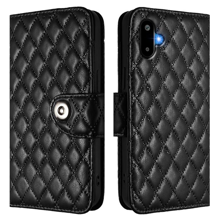For Samsung Galaxy M06 5G / F06 5G Rhombic Texture Flip Leather Phone Case with Lanyard