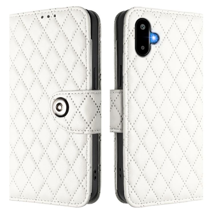 For Samsung Galaxy M06 5G / F06 5G Rhombic Texture Flip Leather Phone Case with Lanyard