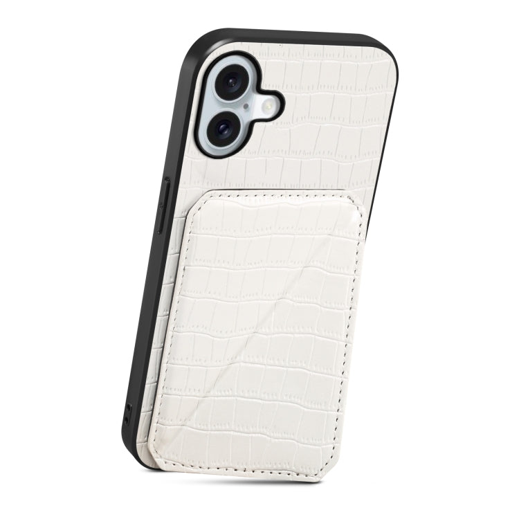 For iPhone 16 Imitation Crocodile Leather Back Phone Case with Holder