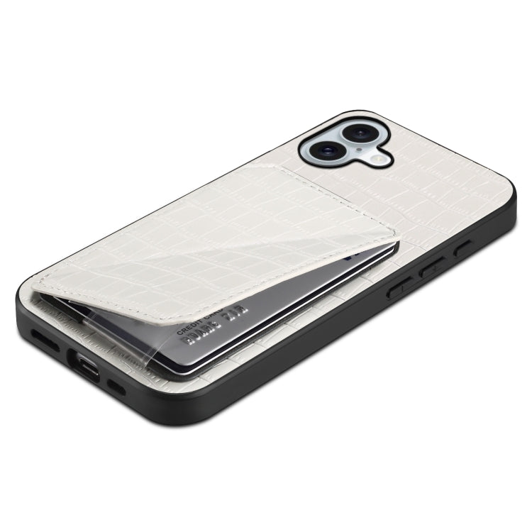 For iPhone 16 Imitation Crocodile Leather Back Phone Case with Holder