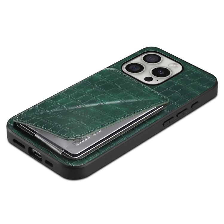 For iPhone 16 Pro Max Imitation Crocodile Leather Back Phone Case with Holder