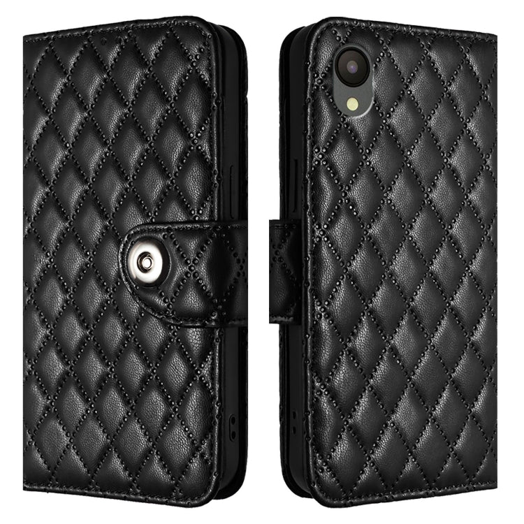 For Samsung Galaxy A04 Core / A03 Core Rhombic Texture Flip Leather Phone Case with Lanyard