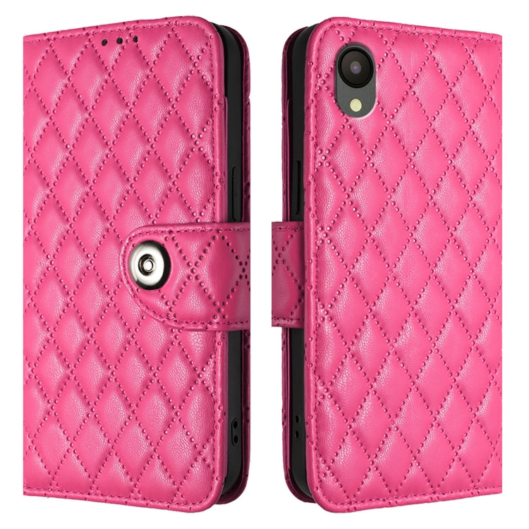 For Samsung Galaxy A04 Core / A03 Core Rhombic Texture Flip Leather Phone Case with Lanyard