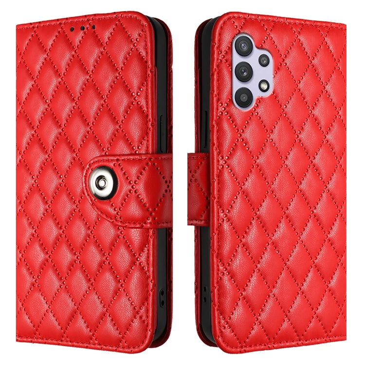 For Samsung Galaxy A32 5G / M32 5G Rhombic Texture Flip Leather Phone Case with Lanyard