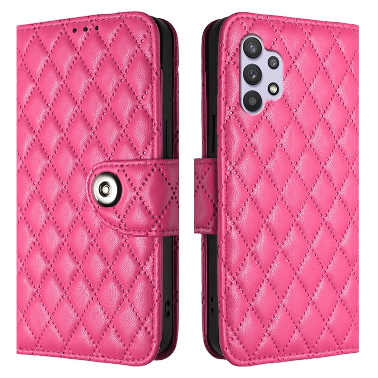 For Samsung Galaxy A32 5G / M32 5G Rhombic Texture Flip Leather Phone Case with Lanyard
