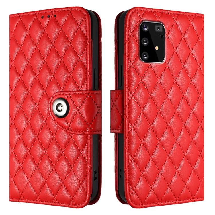 For Samsung Galaxy A91 / M80s Rhombic Texture Flip Leather Phone Case with Lanyard