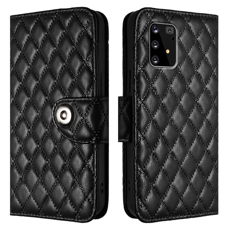 For Samsung Galaxy A91 / M80s Rhombic Texture Flip Leather Phone Case with Lanyard