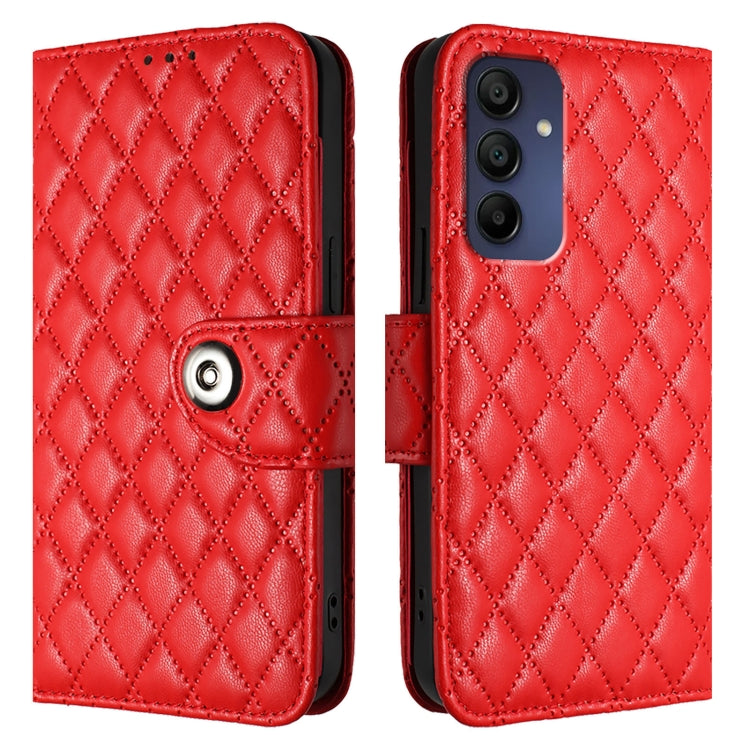 For Samsung Galaxy A16 5G Rhombic Texture Flip Leather Phone Case with Lanyard