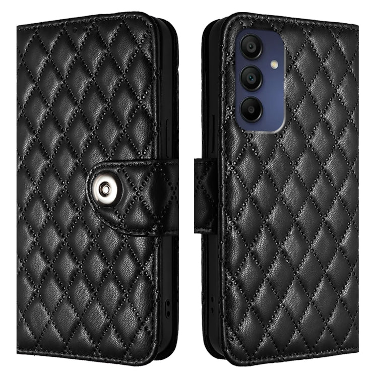For Samsung Galaxy A16 5G Rhombic Texture Flip Leather Phone Case with Lanyard