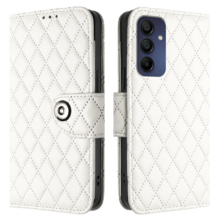 For Samsung Galaxy A16 5G Rhombic Texture Flip Leather Phone Case with Lanyard