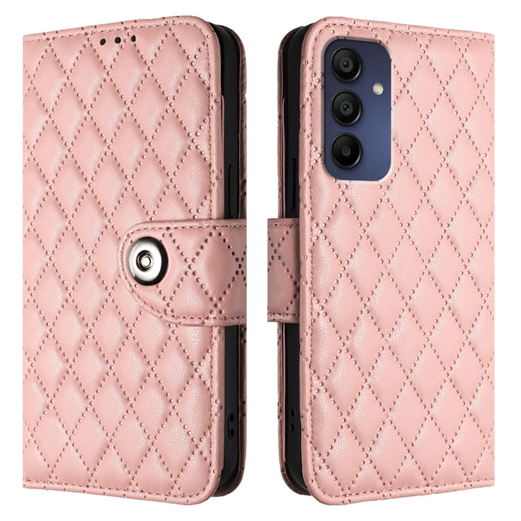 For Samsung Galaxy A16 5G Rhombic Texture Flip Leather Phone Case with Lanyard
