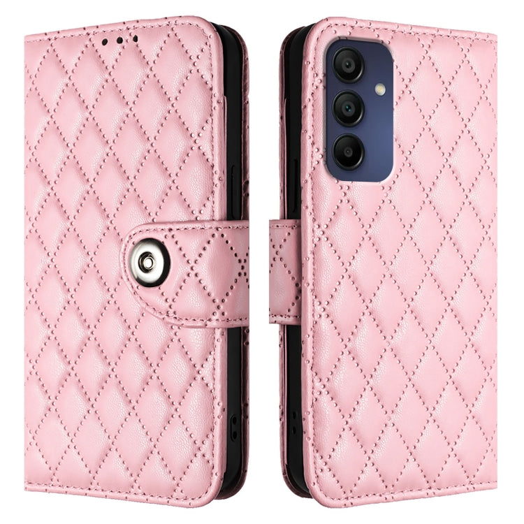 For Samsung Galaxy A16 5G Rhombic Texture Flip Leather Phone Case with Lanyard