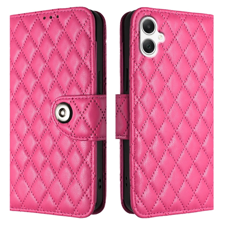 For Samsung Galaxy A06 4G Rhombic Texture Flip Leather Phone Case with Lanyard