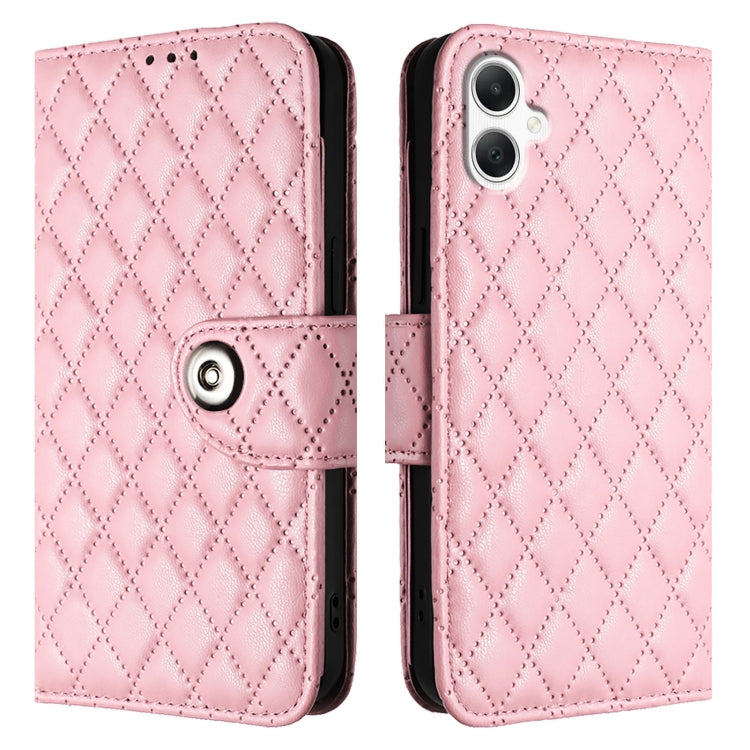 For Samsung Galaxy A06 4G Rhombic Texture Flip Leather Phone Case with Lanyard