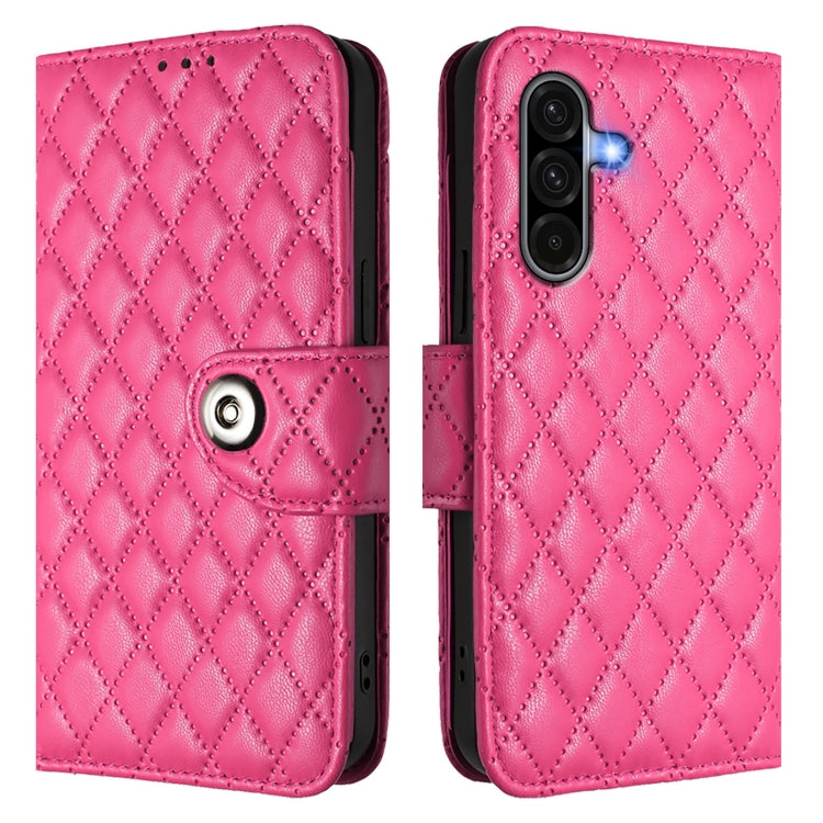 For Samsung Galaxy A56 5G Rhombic Texture Flip Leather Phone Case with Lanyard