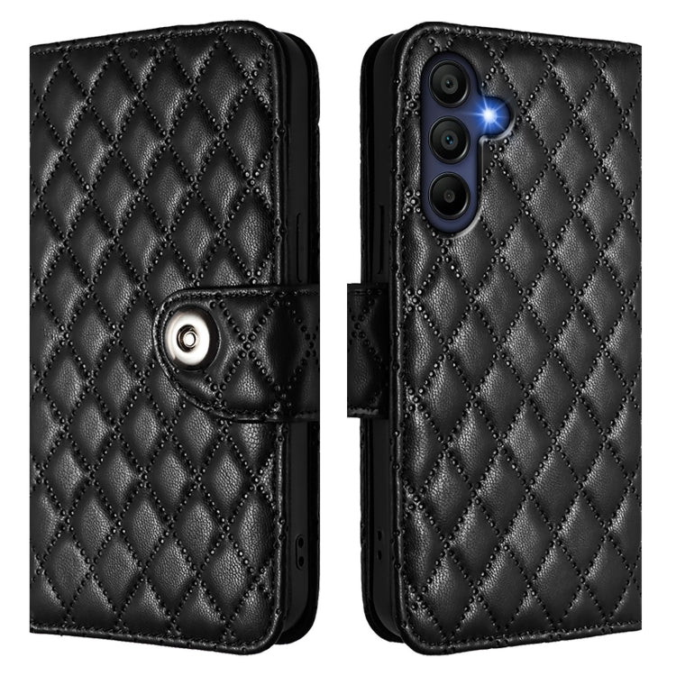 For Samsung Galaxy A16 4G Rhombic Texture Flip Leather Phone Case with Lanyard