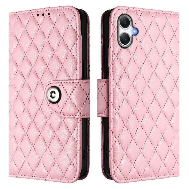 For Samsung Galaxy A07 4G Rhombic Texture Flip Leather Phone Case with Lanyard