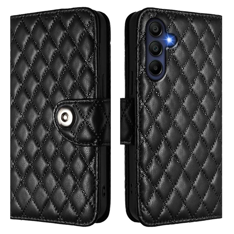For Samsung Galaxy A17 5G Rhombic Texture Flip Leather Phone Case with Lanyard