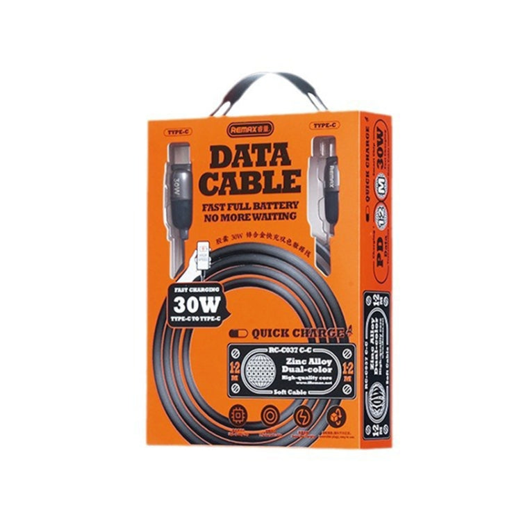 REMAX RC-C037 Capsule 1.2m 30W Type-C to Type-C PVC Fast Charging Cable