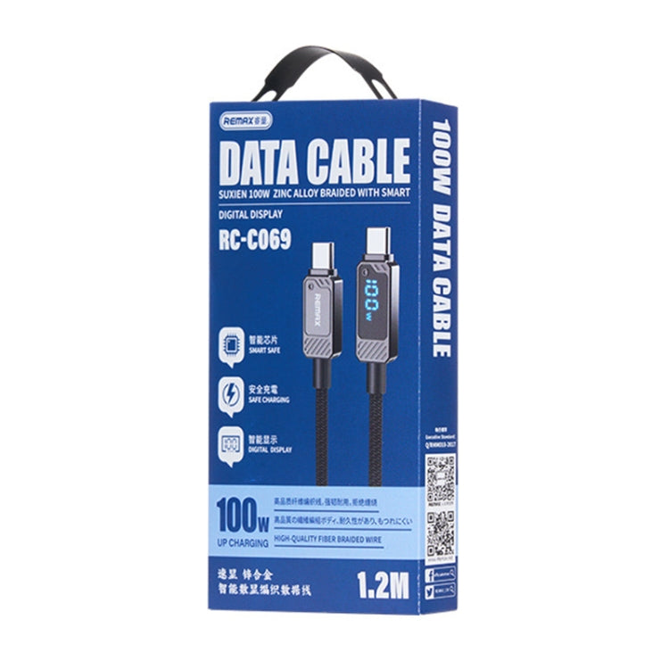 REMAX RC-C069 1.2m 100W Type-C to Type-C Digital Display Braided Fast Charging Cable