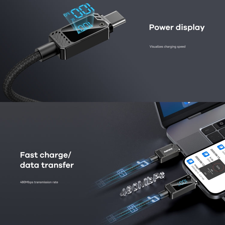 REMAX RC-C069 1.2m 100W Type-C to Type-C Digital Display Braided Fast Charging Cable